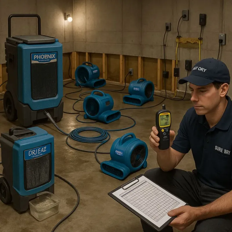 Structural Drying and Dehumidification process in Bartonsville, MD